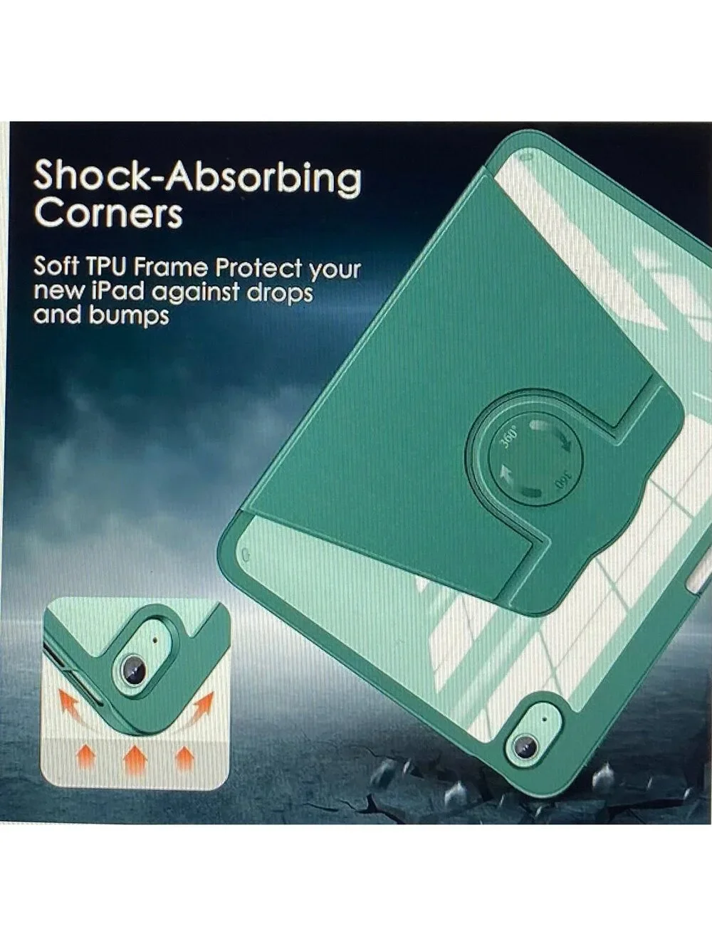Soke Hybrid Rotating Case for iPad 10th Gen 2022 Midnight Green